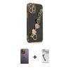MARSİLYAN™- iPhone 12 Pro Max Kılıf Nova Işık Prime - Şeffaf Uv Polymer Nano Ekran Koruyucu + Sarı Neon Fosforlu Kamera Lens