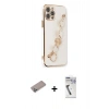 MARSİLYAN™- iPhone 12 Pro Max Kılıf Nova Işık Prime - Şeffaf Uv Polymer Nano Ekran Koruyucu + Shine Kamera Lens Koruma Cam - SABE