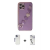MARSİLYAN™- iPhone 12 Pro Max Kılıf Nova Işık Prime - Şeffaf Uv Polymer Nano Ekran Koruyucu + Shine Kamera Lens - LT