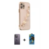MARSİLYAN™- iPhone 12 Pro Max Kılıf Nova Işık Prime - Siyah 18D Cam Ekran Koruyucu + Neon Fosforlu Kamera Lens - BZ