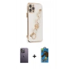 MARSİLYAN™- iPhone 12 Pro Max Kılıf Nova Işık Prime - Siyah 18D Cam Ekran Koruyucu + Neon Fosforlu Kamera Lens - BZ