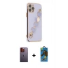 MARSİLYAN™- iPhone 12 Pro Max Kılıf Nova Işık Prime - Siyah 18D Cam Ekran Koruyucu + Neon Fosforlu Kamera Lens - TU