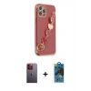 MARSİLYAN™- iPhone 12 Pro Max Kılıf Nova Işık Prime - Siyah 18D Cam Ekran Koruyucu + Neon Fosforlu Kamera Lens - TU