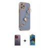 MARSİLYAN™- iPhone 12 Pro Max Kılıf Nova Işık Prime - Siyah 18D Cam Ekran Koruyucu + Neon Fosforlu Kamera Lens - TU