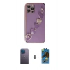 MARSİLYAN™- iPhone 12 Pro Max Kılıf Nova Işık Prime - Siyah 18D Cam Ekran Koruyucu + Neon Fosforlu Kamera Lens - MI