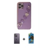 MARSİLYAN™- iPhone 12 Pro Max Kılıf Nova Işık Prime - Siyah 18D Cam Ekran Koruyucu + Neon Fosforlu Kamera Lens - BZ