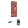 MARSİLYAN™- iPhone 12 Pro Max Kılıf Nova Işık Prime - Siyah 18D Cam Ekran Koruyucu + Renkli Kamera Lens Koruma Cam - PE