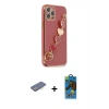 MARSİLYAN™- iPhone 12 Pro Max Kılıf Nova Işık Prime - Siyah 18D Cam Ekran Koruyucu + Renkli Kamera Lens Koruma Cam - MI
