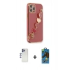 MARSİLYAN™- iPhone 12 Pro Max Kılıf Nova Işık Prime - Siyah 18D Cam Ekran Koruyucu + Shine Kamera Lens - LT