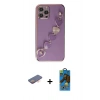 MARSİLYAN™- iPhone 12 Pro Max Kılıf Nova Işık Prime - Siyah 18D Cam Ekran Koruyucu + Renkli Kamera Lens Koruma Cam - TU