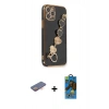 MARSİLYAN™- iPhone 12 Pro Max Kılıf Nova Işık Prime - Siyah 18D Cam Ekran Koruyucu + Renkli Kamera Lens Koruma Cam - TU
