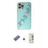 MARSİLYAN™- iPhone 12 Pro Max Kılıf Nova Işık Prime - Siyah 20D Premium Cam Ekran Koruyucu + Gold Metal Kamera Lens Koruma Cam