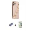 MARSİLYAN™- iPhone 12 Pro Max Kılıf Nova Işık Prime - Siyah 20D Premium Cam Ekran Koruyucu + Gold Metal Kamera Lens Koruma Cam