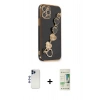 MARSİLYAN™- iPhone 12 Pro Max Kılıf Nova Işık Prime - Siyah 20D Premium Cam Ekran Koruyucu + Shine Kamera Lens - LT