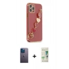 MARSİLYAN™- iPhone 12 Pro Max Kılıf Nova Işık Prime - Siyah 20D Premium Cam Ekran Koruyucu + Neon Fosforlu Kamera Lens - MI