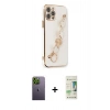 MARSİLYAN™- iPhone 12 Pro Max Kılıf Nova Işık Prime - Siyah 20D Premium Cam Ekran Koruyucu + Neon Fosforlu Kamera Lens - YL