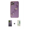 MARSİLYAN™- iPhone 12 Pro Max Kılıf Nova Işık Prime - Siyah 20D Premium Cam Ekran Koruyucu + Neon Fosforlu Kamera Lens - YL