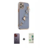 MARSİLYAN™- iPhone 12 Pro Max Kılıf Nova Işık Prime - Siyah 20D Premium Cam Ekran Koruyucu + Neon Fosforlu Kamera Lens - TU