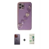 MARSİLYAN™- iPhone 12 Pro Max Kılıf Nova Işık Prime - Siyah 20D Premium Cam Ekran Koruyucu + Neon Fosforlu Kamera Lens - TU
