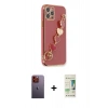MARSİLYAN™- iPhone 12 Pro Max Kılıf Nova Işık Prime - Siyah 20D Premium Cam Ekran Koruyucu + Neon Fosforlu Kamera Lens - TU