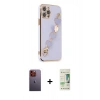 MARSİLYAN™- iPhone 12 Pro Max Kılıf Nova Işık Prime - Siyah 20D Premium Cam Ekran Koruyucu + Neon Fosforlu Kamera Lens - TU