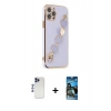 MARSİLYAN™- iPhone 12 Pro Max Kılıf Nova Işık Prime - Siyah 34D Izgaralı Cam + Shine Kamera Lens - LT