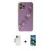 MARSİLYAN™- iPhone 12 Pro Max Kılıf Nova Işık Prime - Siyah 34D Izgaralı Cam + Shine Kamera Lens - LT