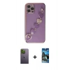 MARSİLYAN™- iPhone 12 Pro Max Kılıf Nova Işık Prime - Siyah 34D Izgaralı Cam + Neon Fosforlu Kamera Lens - YL