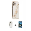 MARSİLYAN™- iPhone 12 Pro Max Kılıf Nova Işık Prime - Siyah 34D Izgaralı Cam + Shine Kamera Lens - GD