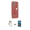 MARSİLYAN™- iPhone 12 Pro Max Kılıf Nova Işık Prime - Siyah 34D Izgaralı Cam + Shine Kamera Lens - GD