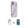 MARSİLYAN™- iPhone 12 Pro Max Kılıf Nova Işık Prime - Siyah 34D Izgaralı Cam + Shine Kamera Lens - GD