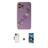 MARSİLYAN™- iPhone 12 Pro Max Kılıf Nova Işık Prime - Siyah 34D Izgaralı Cam + Shine Kamera Lens - GD