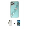 MARSİLYAN™- iPhone 12 Pro Max Kılıf Nova Işık Prime - Siyah 34D Izgaralı Cam + Shine Kamera Lens - GD