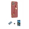 MARSİLYAN™- iPhone 12 Pro Max Kılıf Nova Işık Prime - Siyah 34D Izgaralı Cam + Shine Kamera Lens Koruma Cam - GI