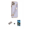 MARSİLYAN™- iPhone 12 Pro Max Kılıf Nova Işık Prime - Siyah 34D Izgaralı Cam + Shine Kamera Lens Koruma Cam - SABE