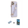 MARSİLYAN™- iPhone 12 Pro Max Kılıf Nova Işık Prime - Siyah 34D Izgaralı Cam + Shine Kamera Lens Koruma Cam - MI