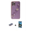 MARSİLYAN™- iPhone 12 Pro Max Kılıf Nova Işık Prime - Siyah 34D Izgaralı Cam + Renkli Kamera Lens Koruma Cam - TU