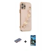 MARSİLYAN™- iPhone 12 Pro Max Kılıf Nova Işık Prime - Siyah 34D Izgaralı Cam + Renkli Kamera Lens Koruma Cam - TU