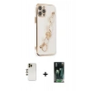MARSİLYAN™- iPhone 12 Pro Max Kılıf Nova Işık Prime - Siyah 360 Mat Full Body Arka Koruyucu + Gold Shine Kamera Lens