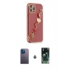 MARSİLYAN™- iPhone 12 Pro Max Kılıf Nova Işık Prime - Siyah 360 Mat Full Body Arka Koruyucu + Neon Fosforlu Kamera Lens - MI