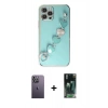 MARSİLYAN™- iPhone 12 Pro Max Kılıf Nova Işık Prime - Siyah 360 Mat Full Body Arka Koruyucu + Neon Fosforlu Kamera Lens - BZ