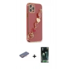 MARSİLYAN™- iPhone 12 Pro Max Kılıf Nova Işık Prime - Siyah 360 Mat Full Body Arka Koruyucu + Renkli Kamera Lens Koruma Cam - PE