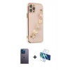 MARSİLYAN™- iPhone 12 Pro Max Kılıf Nova Işık Prime - Siyah 3D Antistatik Cam Ekran Koruyucu + Neon Fosforlu Kamera Lens - MI