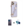MARSİLYAN™- iPhone 12 Pro Max Kılıf Nova Işık Prime - Siyah 3D Antistatik Cam Ekran Koruyucu + Neon Fosforlu Kamera Lens - MI