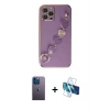 MARSİLYAN™- iPhone 12 Pro Max Kılıf Nova Işık Prime - Siyah 3D Antistatik Cam Ekran Koruyucu + Neon Fosforlu Kamera Lens - MI