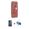 MARSİLYAN™- iPhone 12 Pro Max Kılıf Nova Işık Prime - Siyah 3D Antistatik Cam Ekran Koruyucu + Neon Fosforlu Kamera Lens - MI