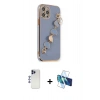 MARSİLYAN™- iPhone 12 Pro Max Kılıf Nova Işık Prime - Siyah 3D Antistatik Cam Ekran Koruyucu + Shine Kamera Lens - LT
