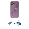 MARSİLYAN™- iPhone 12 Pro Max Kılıf Nova Işık Prime - Siyah 3D Antistatik Cam Ekran Koruyucu + Shine Kamera Lens Koruma Cam - GD
