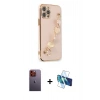 MARSİLYAN™- iPhone 12 Pro Max Kılıf Nova Işık Prime - Siyah 3D Antistatik Cam Ekran Koruyucu + Neon Fosforlu Kamera Lens - TU