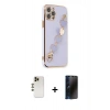 MARSİLYAN™- iPhone 12 Pro Max Kılıf Nova Işık Prime - Siyah 3D Antistatik Hayalet Cam Ekran Koruyucu + Shine Kamera Lens - GD